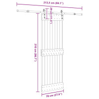 Produktbild för Skjutdörr med beslag 70x210 cm massiv furu