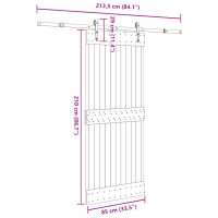 Produktbild för Skjutdörr med beslag 85x210 cm massiv furu