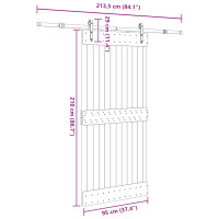 Produktbild för Skjutdörr med beslag 95x210 cm massiv furu