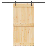 Produktbild för Skjutdörr med beslag 100x210 cm massiv furu