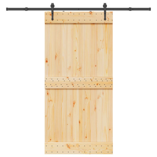 vidaXL Skjutdörr med beslag 100x210 cm massiv furu