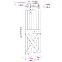 Produktbild för Skjutdörr med beslag 70x210 cm massiv furu