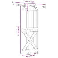 Produktbild för Skjutdörr med beslag 80x210 cm massiv furu