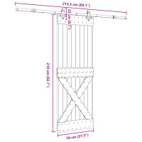 Produktbild för Skjutdörr med beslag 70x210 cm massiv furu