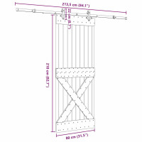 Produktbild för Skjutdörr med beslag 80x210 cm massiv furu