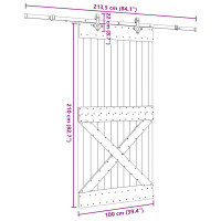 Produktbild för Skjutdörr med beslag 100x210 cm massiv furu