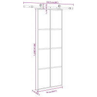 Produktbild för Skjutdörr med beslagset ESG glas och aluminium 76x205 cm