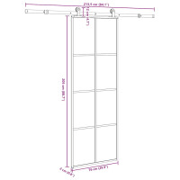 Produktbild för Skjutdörr med beslagset ESG glas och aluminium 76x205 cm