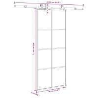 Produktbild för Skjutdörr med beslagset ESG glas och aluminium 90x205 cm