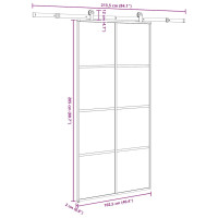 Produktbild för Skjutdörr med hårdvara 102,5x205 cm ESG-glas och aluminium