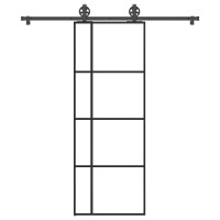 Produktbild för Skjutdörr med beslagset ESG glas och aluminium 76x205 cm