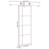 Produktbild för Skjutdörr med beslagset ESG glas och aluminium 76x205 cm