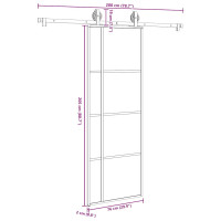 Produktbild för Skjutdörr med beslagset ESG glas och aluminium 76x205 cm