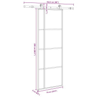 Produktbild för Skjutdörr med beslagset ESG glas och aluminium 76x205 cm