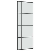 Produktbild för Skjutdörr med beslagset ESG glas och aluminium 76x205 cm