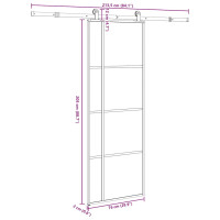 Produktbild för Skjutdörr med beslagset ESG glas och aluminium 76x205 cm