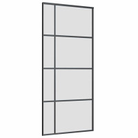 Produktbild för Skjutdörr med beslagset ESG glas och aluminium 90x205 cm