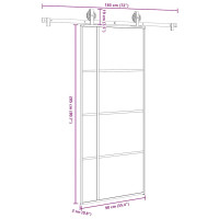 Produktbild för Skjutdörr med beslagset ESG glas och aluminium 90x205 cm