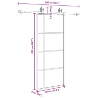 Produktbild för Skjutdörr med beslagset ESG glas och aluminium 90x205 cm