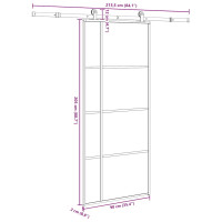 Produktbild för Skjutdörr med beslagset ESG glas och aluminium 90x205 cm