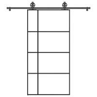 Produktbild för Skjutdörr med hårdvara 102,5x205 cm ESG-glas och aluminium