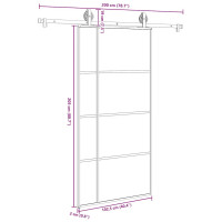 Produktbild för Skjutdörr med hårdvara 102,5x205 cm ESG-glas och aluminium