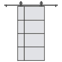 Produktbild för Skjutdörr med hårdvara 102,5x205 cm ESG-glas och aluminium