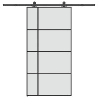 Produktbild för Skjutdörr med hårdvara 102,5x205 cm ESG-glas och aluminium