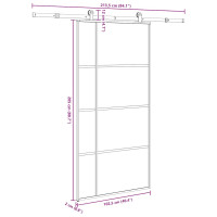 Produktbild för Skjutdörr med hårdvara 102,5x205 cm ESG-glas och aluminium