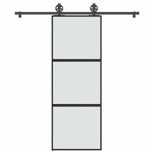 vidaXL Skjutdörr med beslagset härdat glas och aluminium 76x205 cm