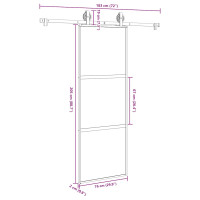 Produktbild för Skjutdörr med beslagset härdat glas och aluminium 76x205 cm