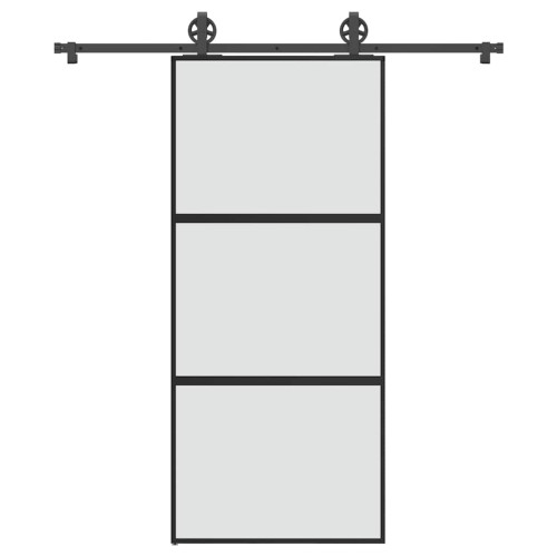 vidaXL Skjutdörr med beslagset härdat glas och aluminium 90x205 cm