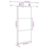 Produktbild för Skjutdörr med beslagset härdat glas och aluminium 90x205 cm