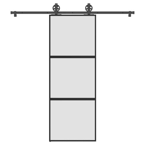 vidaXL Skjutdörr med beslagset härdat glas och aluminium 76x205 cm