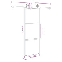 Produktbild för Skjutdörr med beslagset härdat glas och aluminium 76x205 cm