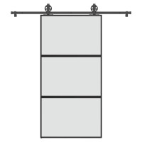 Produktbild för Skjutdörr med hårdvara 102,5x205 cm härdat glas och aluminium