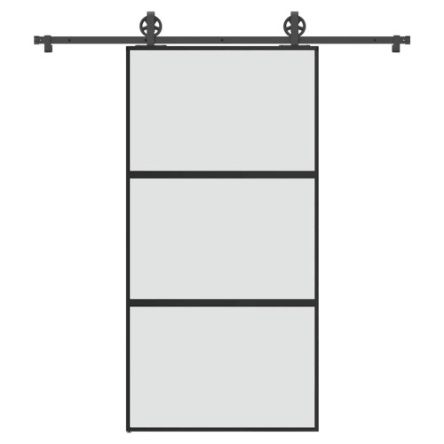 vidaXL Skjutdörr med hårdvara 102,5x205 cm härdat glas och aluminium