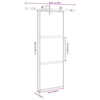 Produktbild för Skjutdörr med beslagset härdat glas och aluminium 76x205 cm