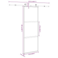 Produktbild för Skjutdörr med beslagset härdat glas och aluminium 76x205 cm