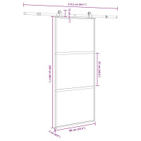 Produktbild för Skjutdörr med beslagset härdat glas och aluminium 90x205 cm