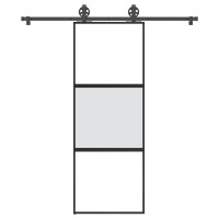 Produktbild för Skjutdörr med beslagset härdat glas och aluminium 76x205 cm