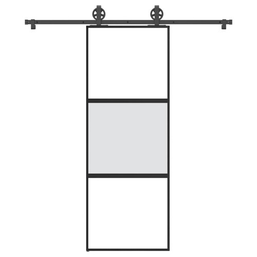 vidaXL Skjutdörr med beslagset härdat glas och aluminium 76x205 cm