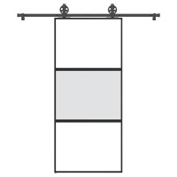 Produktbild för Skjutdörr med beslagset härdat glas och aluminium 90x205 cm