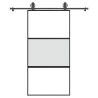 Produktbild för Skjutdörr med hårdvara 102,5x205 cm härdat glas och aluminium