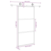 Produktbild för Skjutdörr med hårdvara 102,5x205 cm härdat glas och aluminium