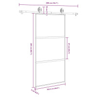 Produktbild för Skjutdörr med hårdvara 102,5x205 cm härdat glas och aluminium