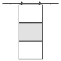 Produktbild för Skjutdörr med beslagset härdat glas och aluminium 90x205 cm