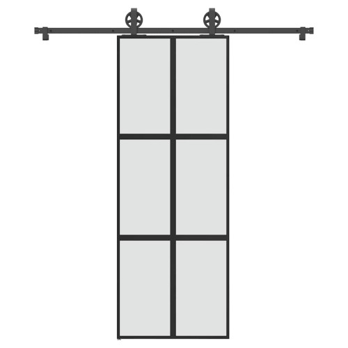 vidaXL Skjutdörr med beslagset härdat glas och aluminium 76x205 cm