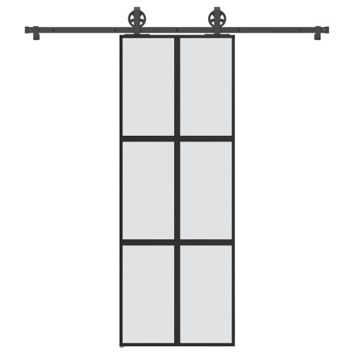 vidaXL Skjutdörr med beslagset härdat glas och aluminium 76x205 cm