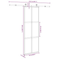 Produktbild för Skjutdörr med beslagset härdat glas och aluminium 76x205 cm